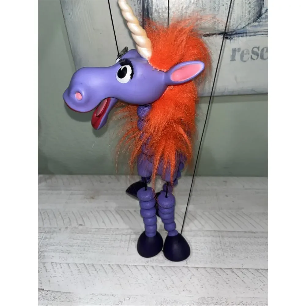 Bozart Delilah the Unicorn Marionette Puppet 1998 Purple Orange Mane